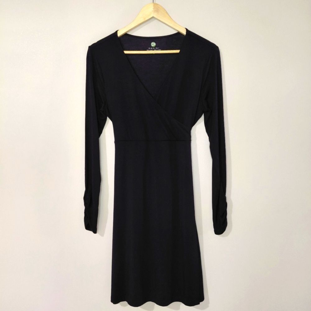 Dakini Small Black Long Sleeve Faux Wrap Dress